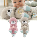 голубая Дыхающая плюшевая игрушка выдра со светом и звуком