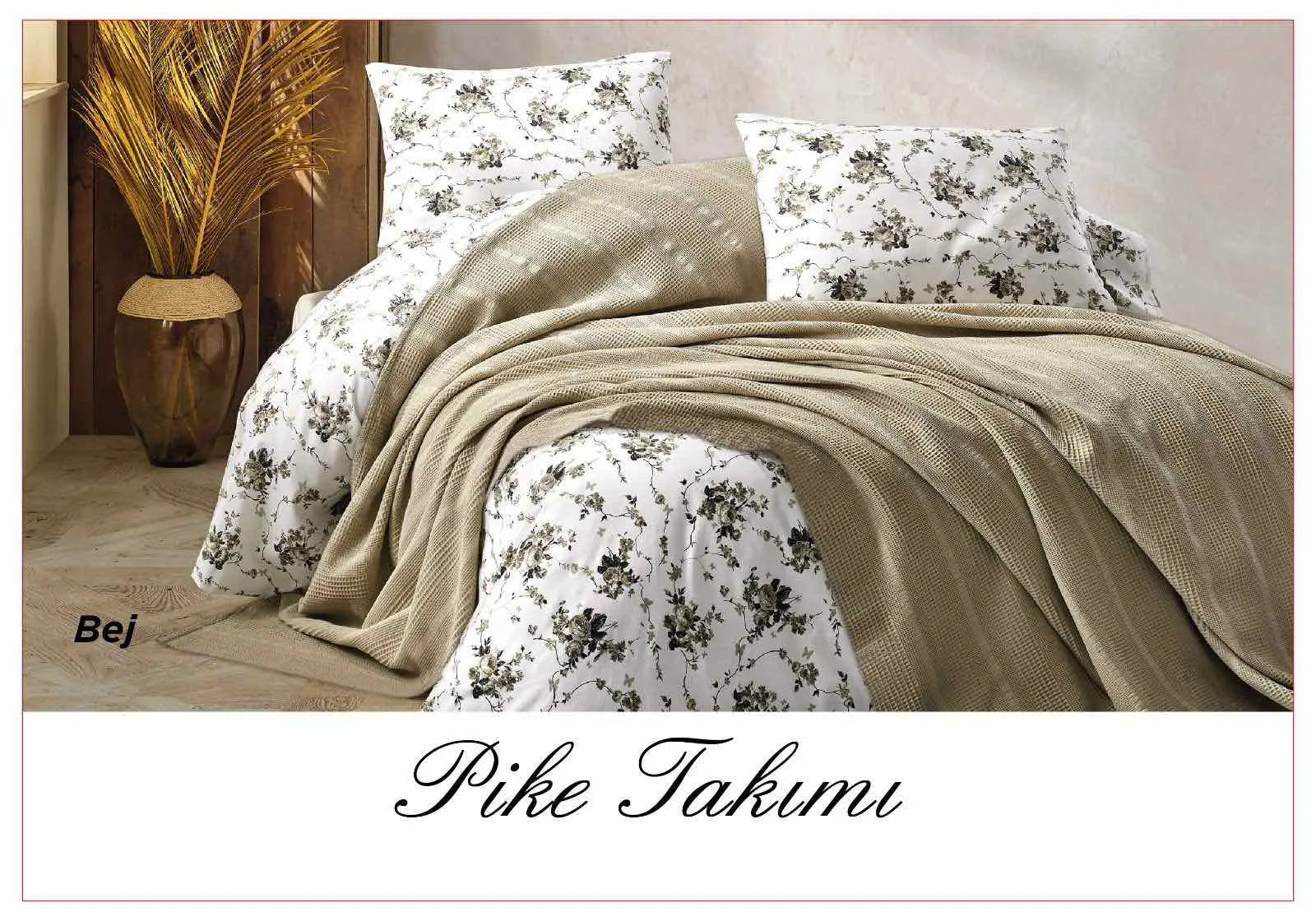 Постельное белье с вафельным покрывалом La Villa Mavi Персиковый