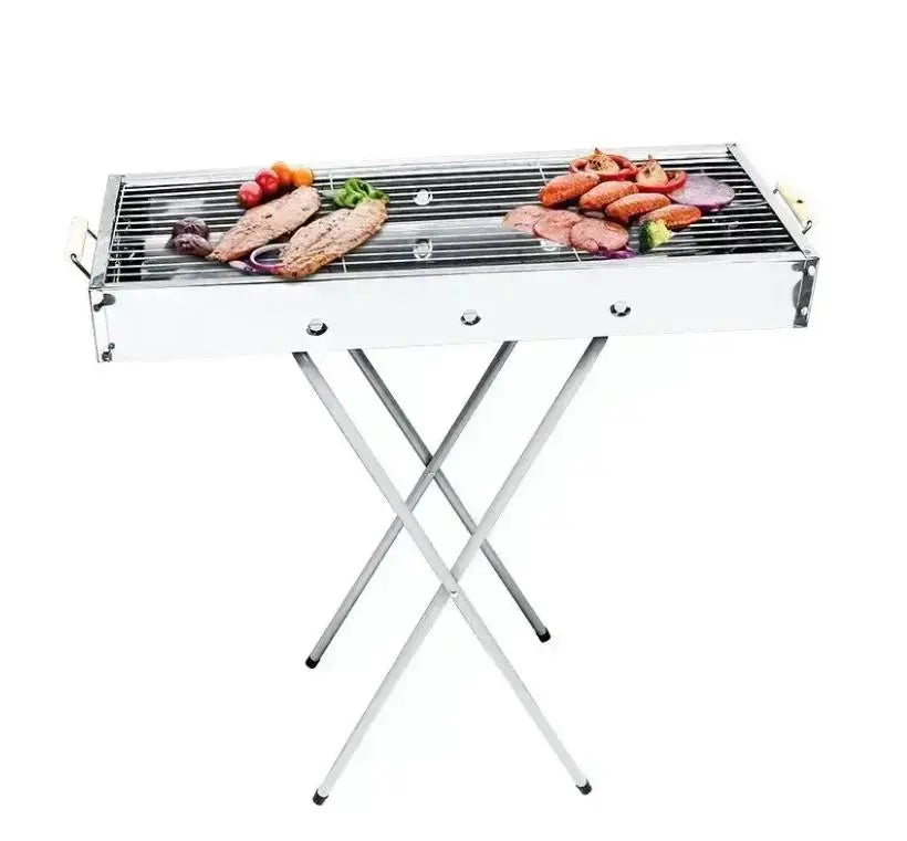 Переносной мангал барбекю гриль BARBECUE TRAY 770SS MD-008 70х30х70 см с решеткой, портативный металлический мангал
