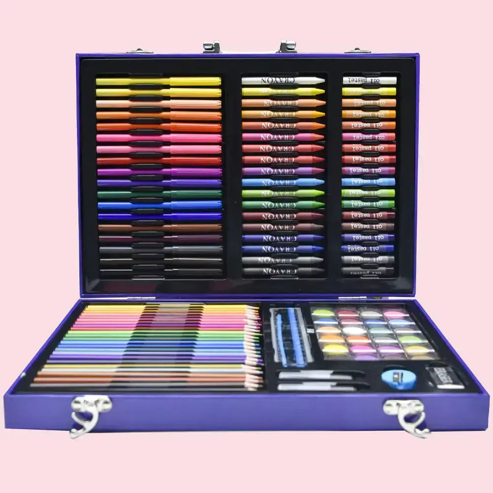 Набор для рисования в кейсе 128 предметов, Космонавт, Синий / Детский набор для творчества / Набор художника YU227