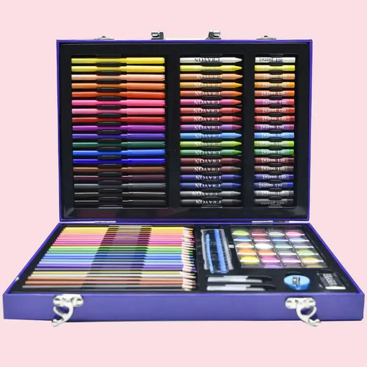 Набор для рисования в кейсе 128 предметов, Космонавт, Синий / Детский набор для творчества / Набор художника YU227