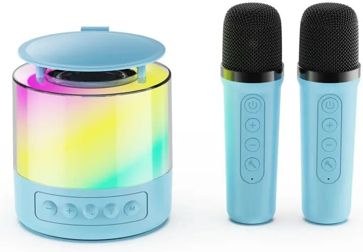 Портативная акустическая колонка K19 с Bluetooth и LED-подсветкой для караоке бирюзовый