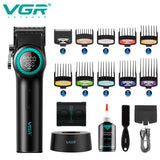 Аккумуляторная машинка для стрижки VGR V-001, 10 насадок, 9000 RPM, АКБ 4600 mAh, LED дисплей
