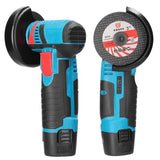 Профессиональная аккумуляторная болгарка Meterk 500W 12V, Угловая шлифовальная машина 76 мм на аккумуляторе, шлифмашина 19500 об/мин в кейсе Синяя