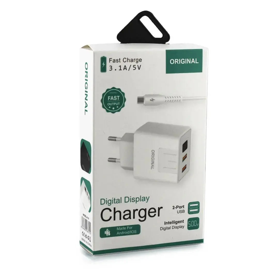 Адаптер (А-14) 220v 2 usb with digital display CX QC03