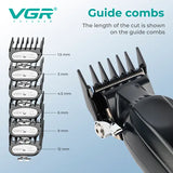 Аккумуляторная машинка для стрижки VGR V-662 GREEN, 7000 RPM, 6 насадок, LED дисплей