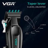 Аккумуляторная машинка для стрижки VGR V-662 GREEN, 7000 RPM, 6 насадок, LED дисплей