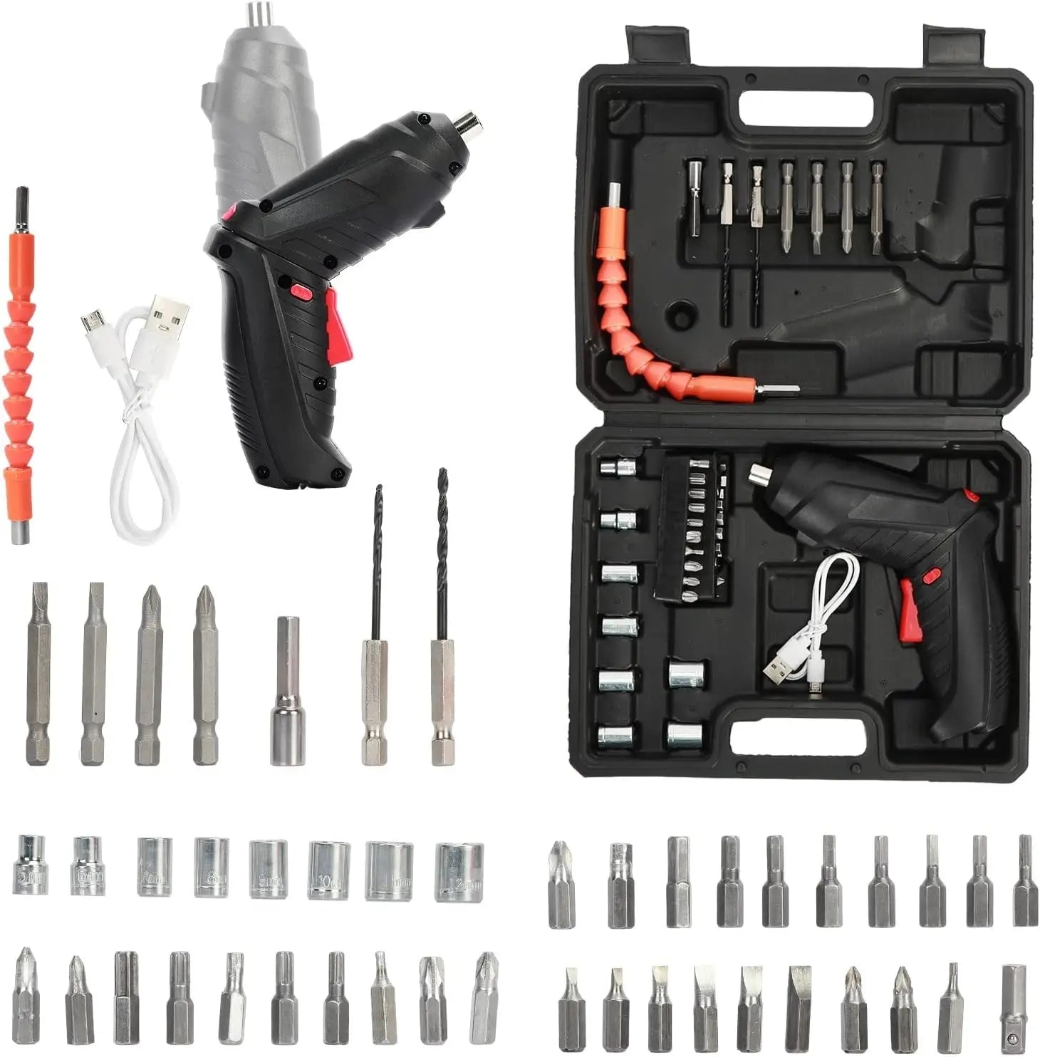 Аккумуляторная отвертка трансформер, 48 элементов, мини-шуруповерт