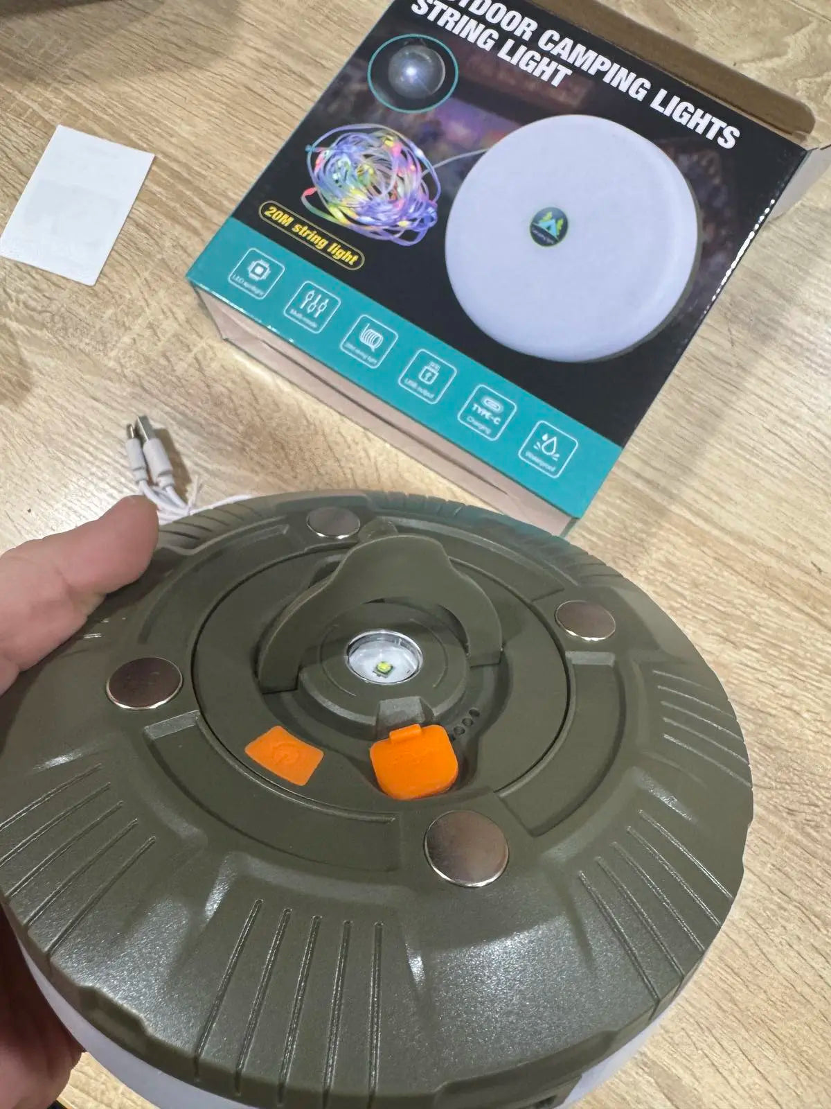 Аккумуляторный фонарь с гирляндой, USB и магнитным креплением / Подвесной фонарь для кемпинга 20м