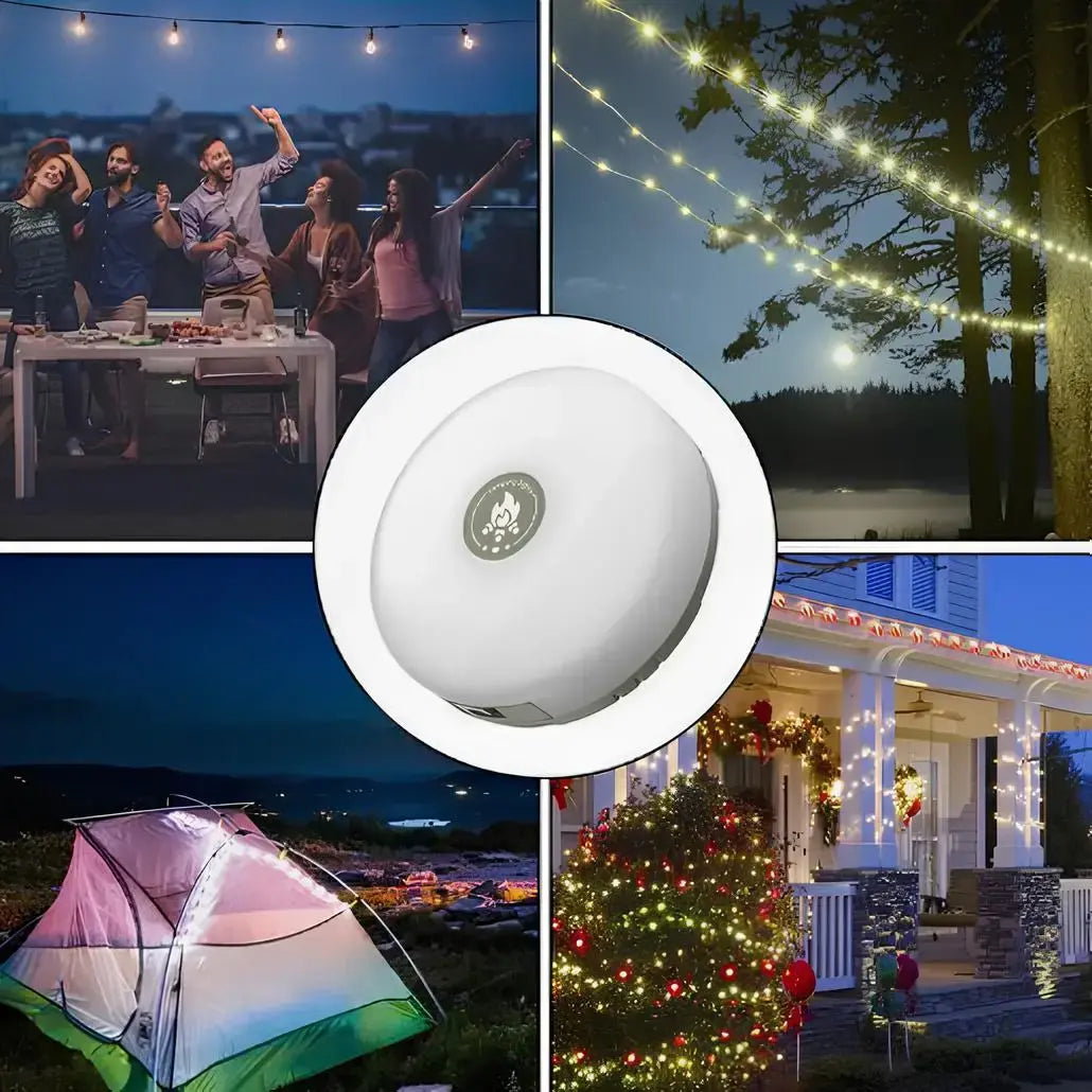 Аккумуляторный фонарь с гирляндой, USB и магнитным креплением / Подвесной фонарь для кемпинга 20м