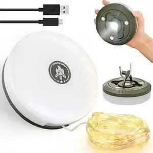 Аккумуляторный фонарь с гирляндой, USB и магнитным креплением / Подвесной фонарь для кемпинга 20м
