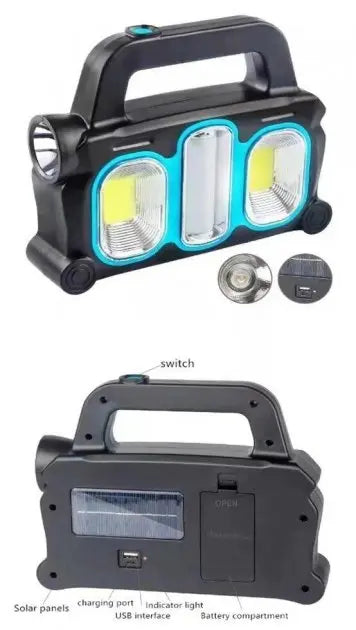 Аккумуляторный LED фонарь прожектор с солнечной панелью USB выход съемные Hurry Bolt HB-6169