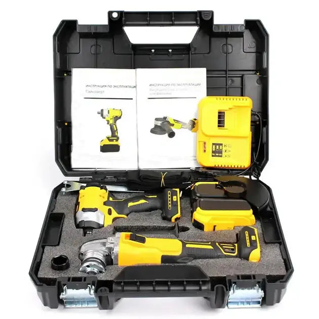 Аккумуляторный набор инструментов в кейсе 2 в 1 Болгарка и Гайковерт