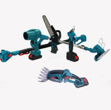 Аккумуляторный универсальный садовый набор 6 в 1 / Секатор / Мини-пила / Триммер / Воздуходувка / Удлинитель / Кусторез