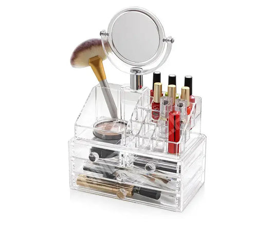 Акриловый органайзер для хранения косметики с зеркалом ,настольный бокс,Cosmetic Storage Box,TS