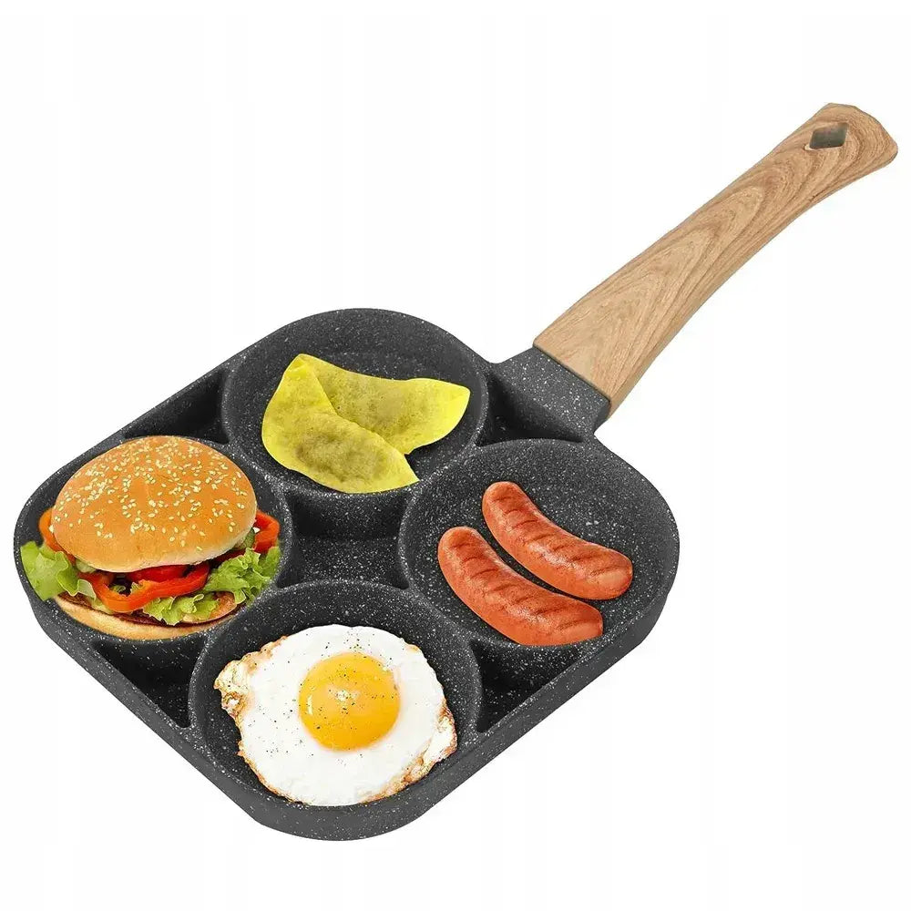 Антипригарная сковорода на 4 отделения для блинов и яичницы / Порционная сковорода для жарки яиц / Кухонная сковорода