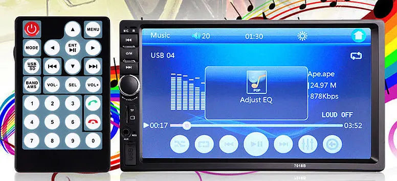 Универсальная автомагнитола 2 Din сенсорная, Bluetooth AMP 7018B, с пультом в комплекте