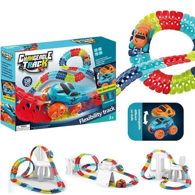 Автомобильная гоночная трасса с машинкой гибкий гоночный трек с машинками Cheangeble Track 138 pcs