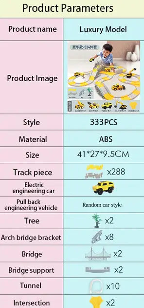 Автомобильный трек Дорожные работы, 333 детали, машинка на батарейке