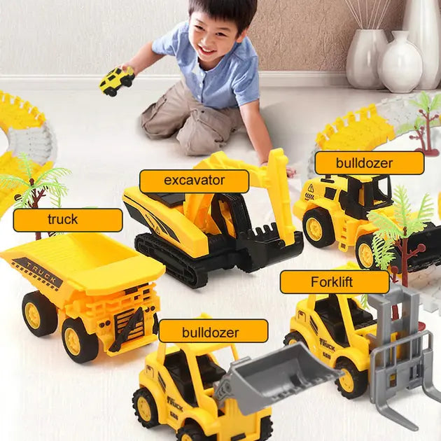 Автомобильный трек Дорожные работы, 333 детали, машинка на батарейке