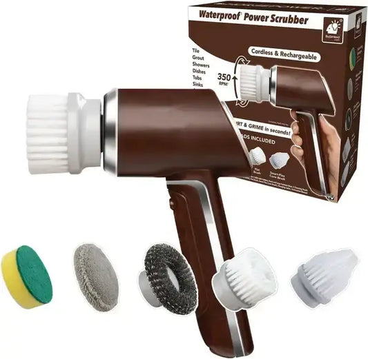 Беспроводная электрическая щетка для уборки и мойки посуды с 5 сменными насадками, USB зарядка