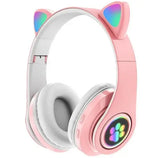 Беспроводные наушники с кошачьими ушками (розовый)