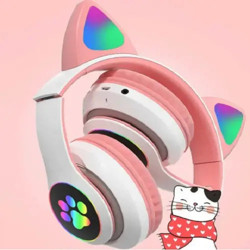 Беспроводные наушники с кошачьими ушками (розовый)