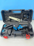 Аккумуляторная цепная мини-пила6 inch Electric SAW BLUE кейсом / 2 аккумулятора 4А/ч 8644