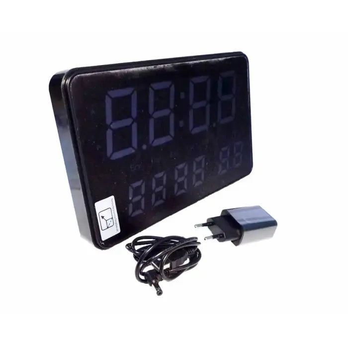 Часы электронные настенные 2508 с зеленой подсветкой черные 240х40х150мм TB