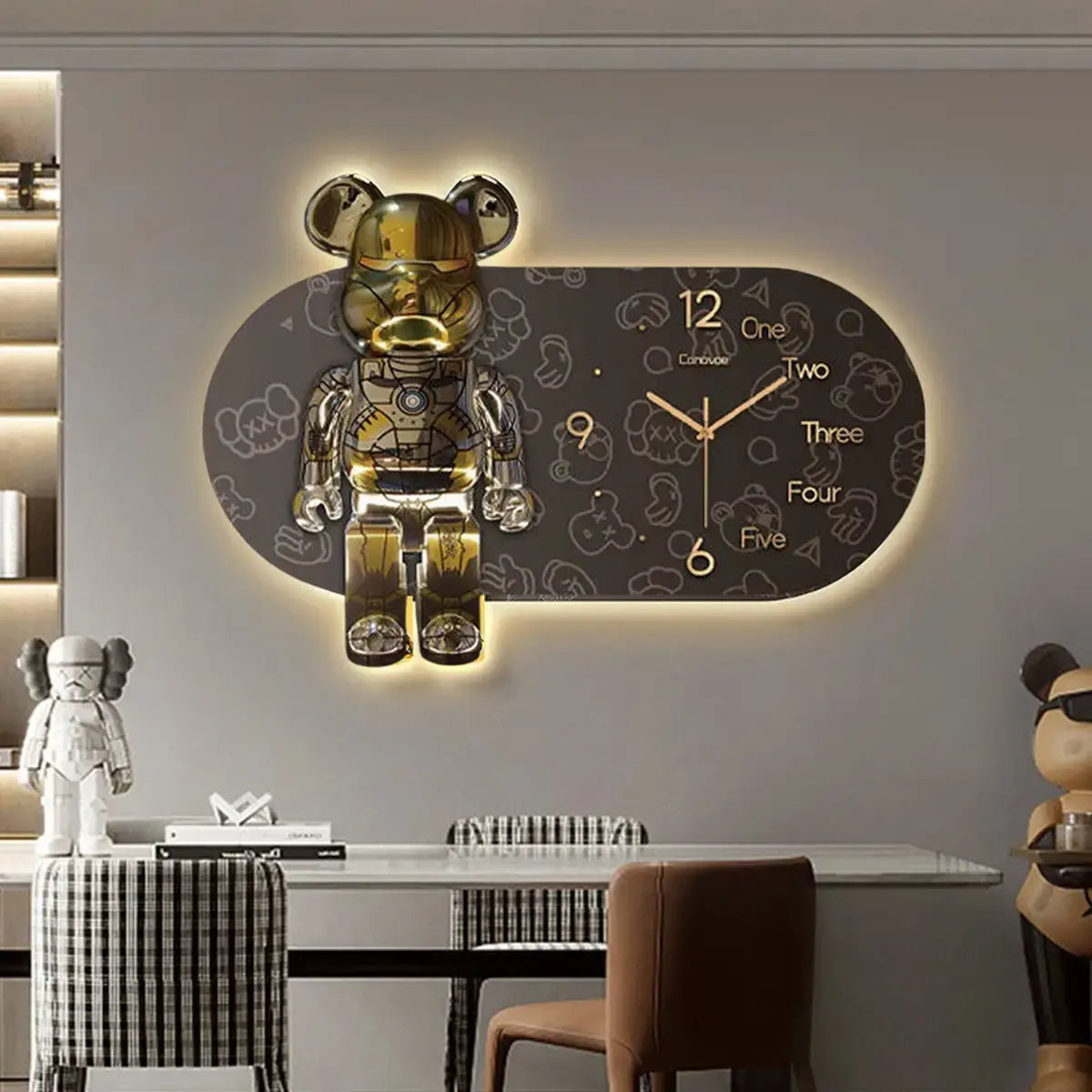 Часы настенные овальные "Мишка" с LED подсветкой (NCH-40-60)