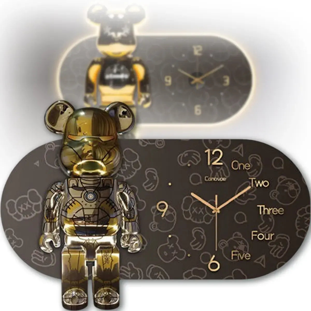 Часы настенные овальные "Мишка" с LED подсветкой (NCH-40-60)