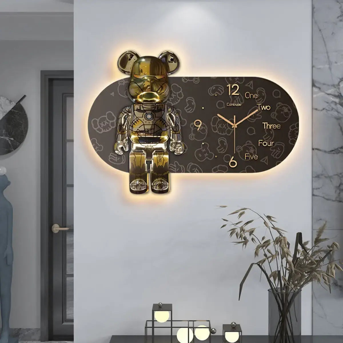 Часы настенные овальные "Мишка" с LED подсветкой (NCH-40-60)