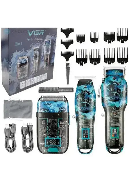 Профессиональный набор 3в1 VGR V-645 триммер, машинка для стрижки волос и электробритва