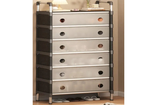 Полка для обуви SKLM-34-LT6205 черно-белая 6 полок