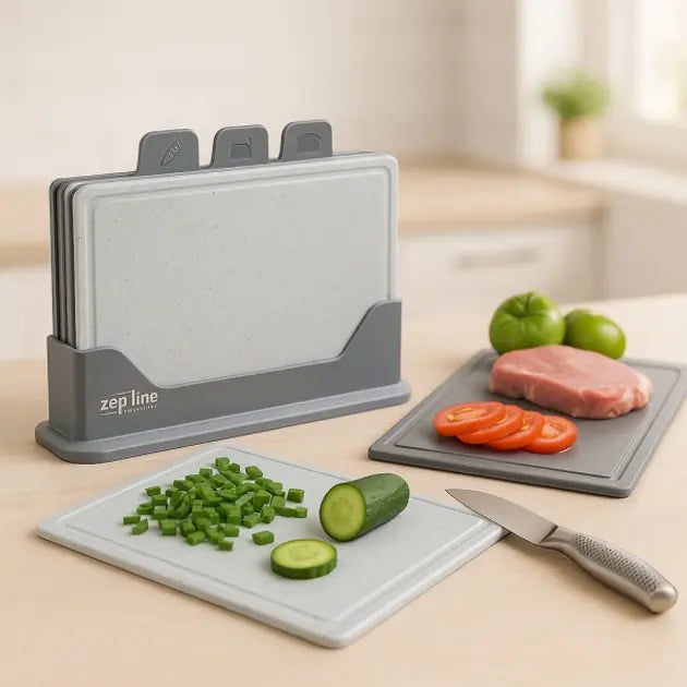 Кухонный набор досок Zepline ZP-00220 5 предметов с подставкой черный