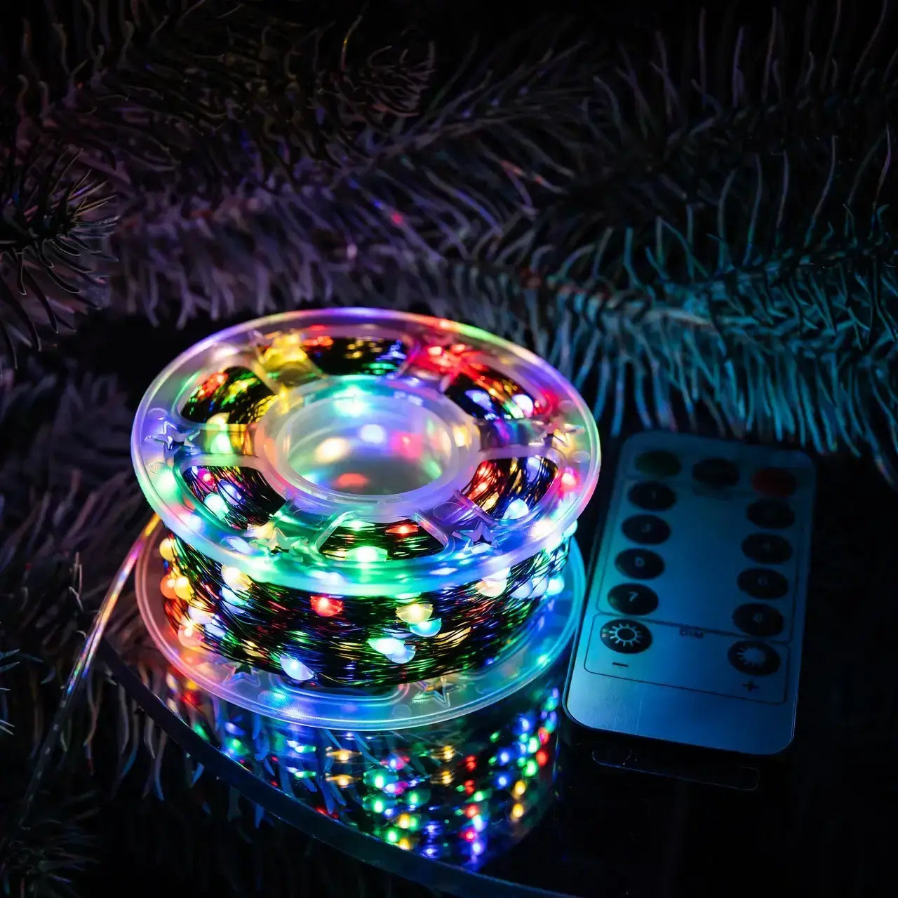 Гирлянда на катушке Роса 50 м,500 LED с пультом Мультик