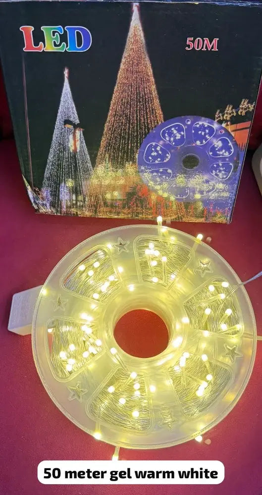 Гирлянда на катушке, от сети, Buble  50м, 8 режимов, теплый белый/ Светодиодная гирлянда на елку