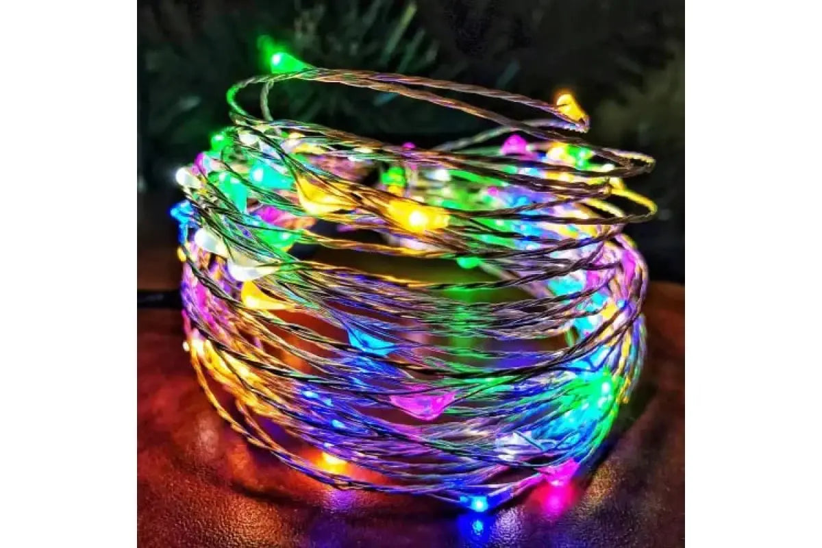 Гирлянда нить Роса от USB, 50м, 500LED  МУЛЬТИК / Светодиодная новогодняя гирлянда