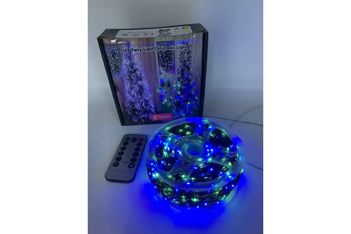 Гирлянда Роса 200 м МУЛЬТИК – зеленая нить, пульт, 8 режимов