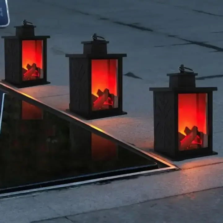 Декоративная лампа с эффектом пламени, размер 14×14×24,5 см