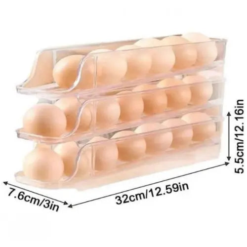 Компактный органайзер для яиц 3 ярусный автоматический Plastic shelving / Контейнер-лоток для яиц