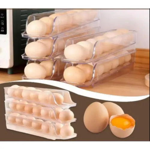 Компактный органайзер для яиц 3 ярусный автоматический Plastic shelving / Контейнер-лоток для яиц