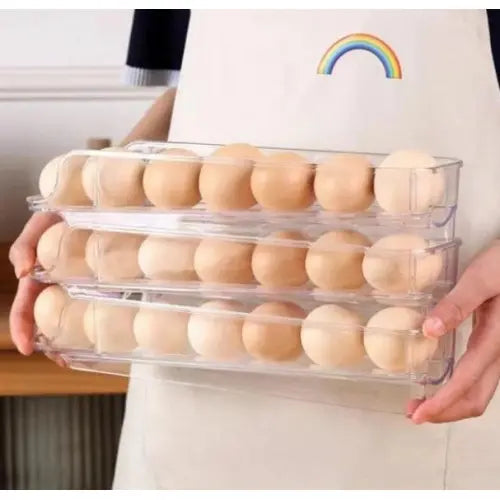 Компактный органайзер для яиц 3 ярусный автоматический Plastic shelving / Контейнер-лоток для яиц