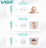 Бесшумная машинка для стрижки детей и младенцев VGR Baby V-151, Беспроводной триммер 3 насадки с вытяжкой