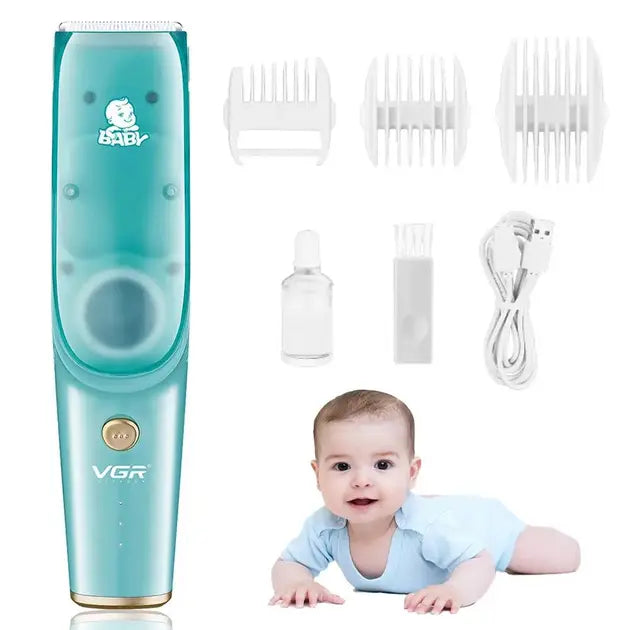 Бесшумная машинка для стрижки детей и младенцев VGR Baby V-151, Беспроводной триммер 3 насадки с вытяжкой