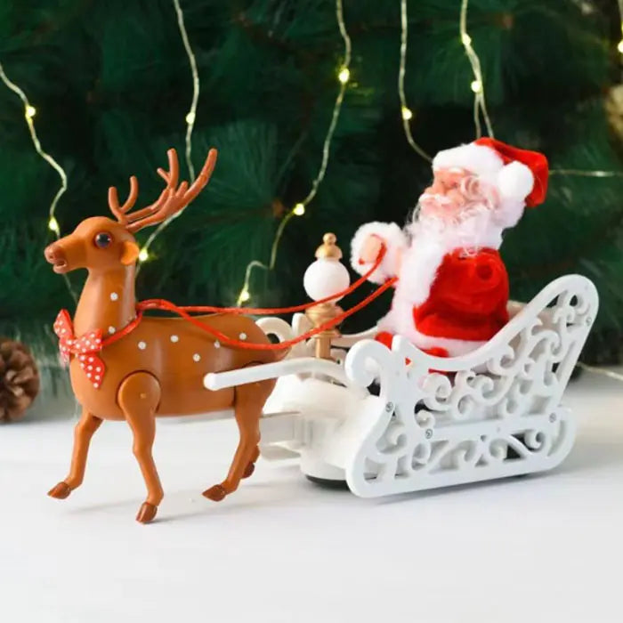 Музыкальная игрушка "Санта Клаус с оленем на санях"