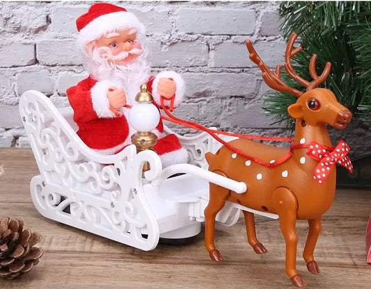 Музыкальная игрушка "Санта Клаус с оленем на санях"