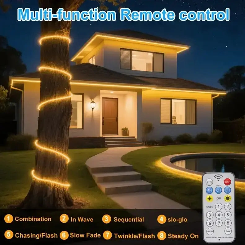 LED гирлянда с солнечной батареей 10 м (теплый белый свет)