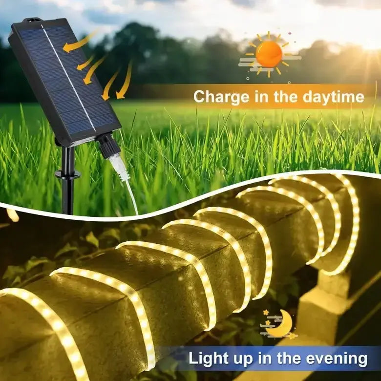 LED гирлянда с солнечной батареей 10 м (теплый белый свет)