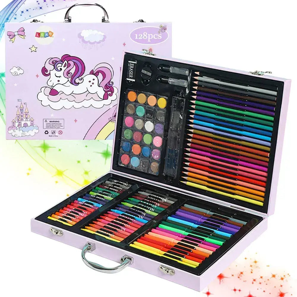 Набор для рисования в кейсе 128 предметов Розовый